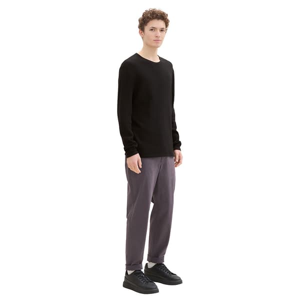 Tom Tailor Structured Roll Edge Knit Trøje Sort XL Mand
