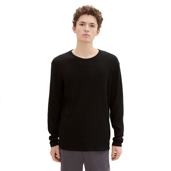 Tom Tailor Structured Roll Edge Knit Trøje Sort XL Mand