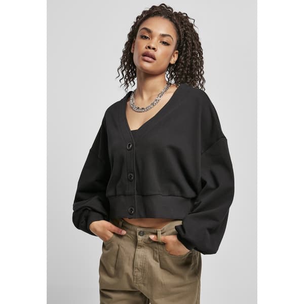 Urban Classics Organic Oversized Terry Gt Cardigan Sort 5XL Kvinde