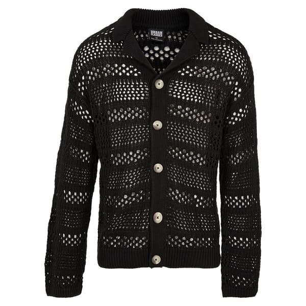 Urban Classics Croche Cardigan Sort XL Mand