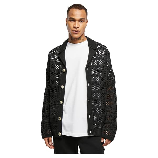 Urban Classics Croche Cardigan Sort XL Mand
