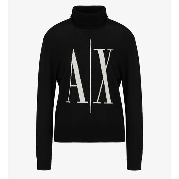 Armani Exchange 8nym7b-ymh4z Striktrøje Med Høj Hals Sort S Kvinde