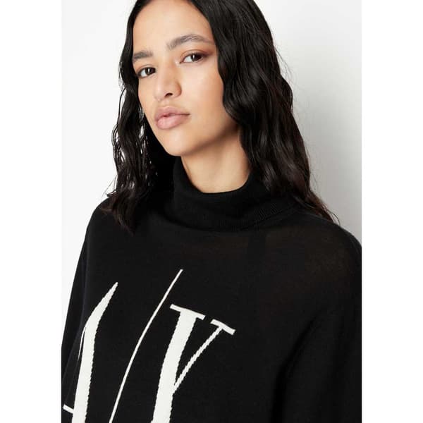Armani Exchange 8nym7b-ymh4z Striktrøje Med Høj Hals Sort S Kvinde