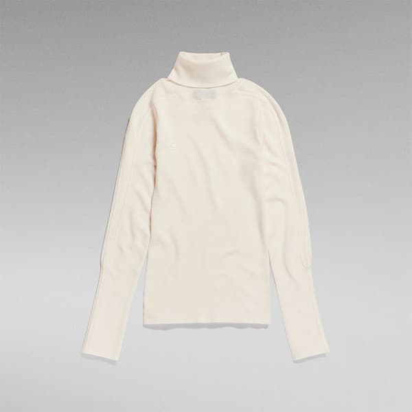 G-star Core Striktrøje Med Høj Hals Beige L Kvinde