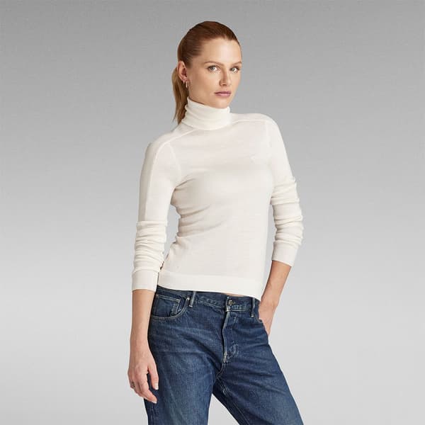 G-star Core Striktrøje Med Høj Hals Beige L Kvinde