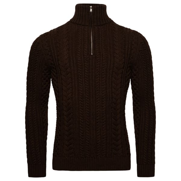 Superdry Vintage Jacob Henley Halv Dragkedja Tröja Brun 2XL Man