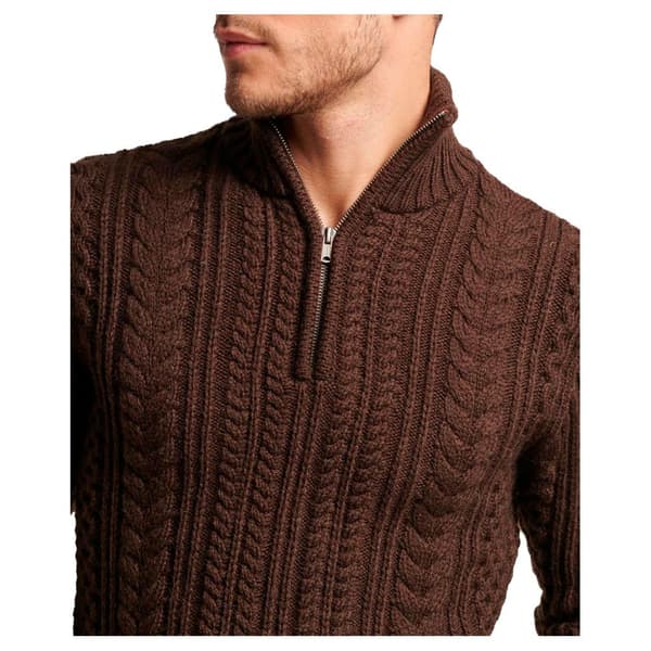 Superdry Vintage Jacob Henley Halv Dragkedja Tröja Brun 2XL Man