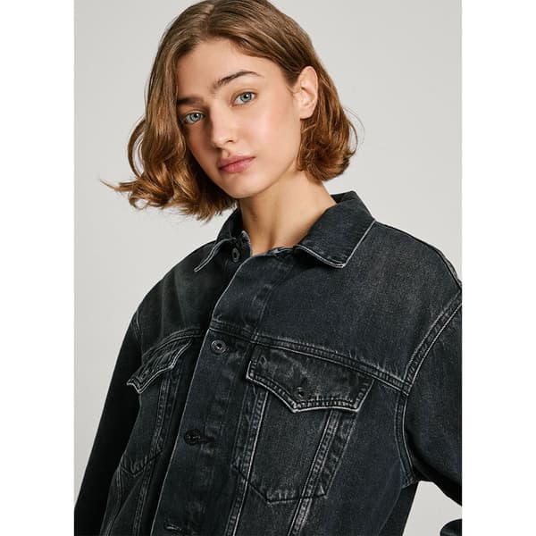 Pepe Jeans Boyfriend Denim Jakke Blå L Kvinde