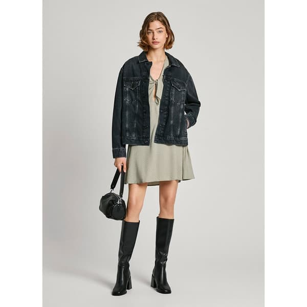 Pepe Jeans Boyfriend Denim Jakke Blå L Kvinde