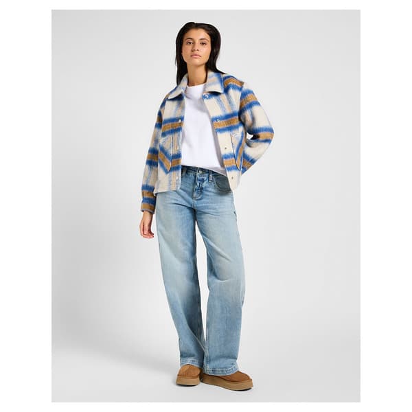 Lee Cropped Wool Jakke Beige M Kvinde
