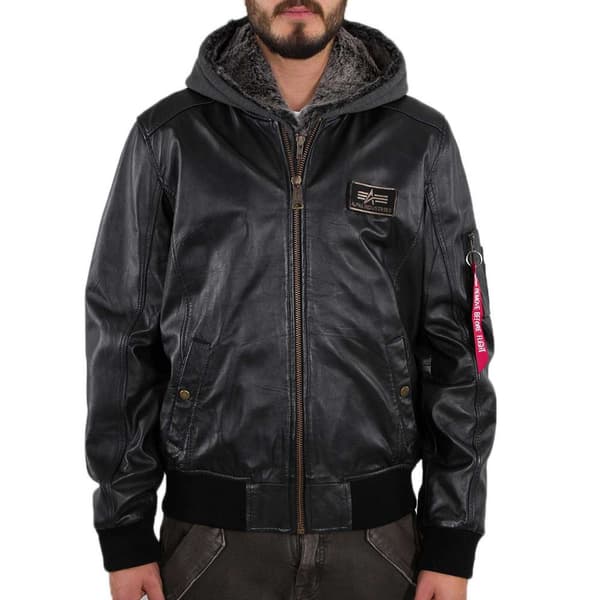 Alpha Industries Ma-1 D-tec Leather Jacka Svart L Man