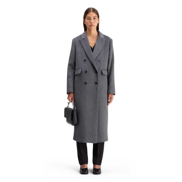 Scotch & Soda Double Breasted Tailored Wool Blend Kappa Grå M Kvinna