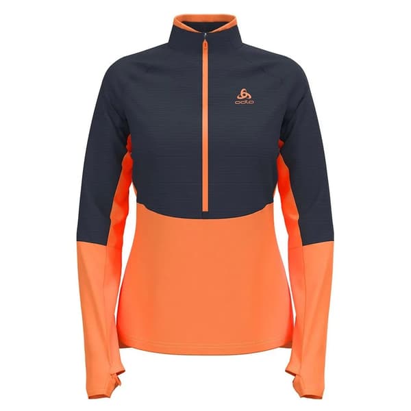 Odlo Descent Cw 200 Fleecejakke Med Halv Lynlås Orange,Blå XS Kvinde