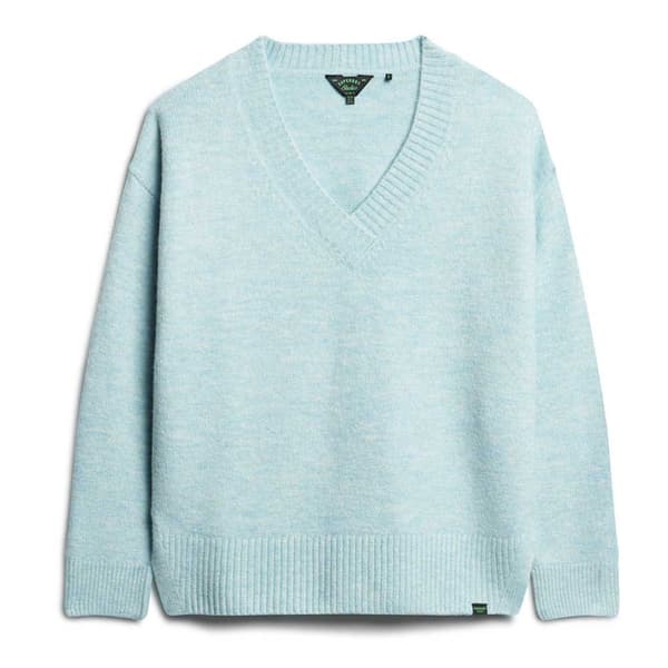 Superdry Oversized V-hals Sweater Blå M Kvinde