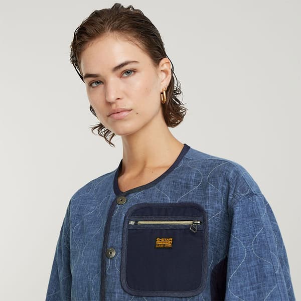 G-star Quilted Cocoon Jacka Blå M Kvinna