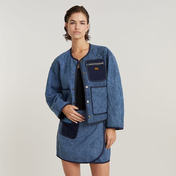 G-star Quilted Cocoon Jacka Blå M Kvinna