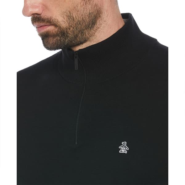 Original Penguin Tipped Halv Dragkedja Tröja Svart M Man