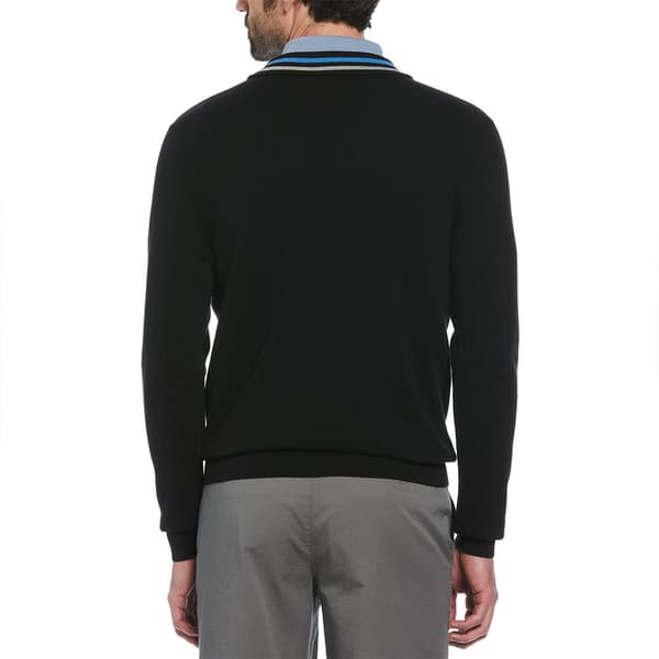 Original Penguin Chest Stripe Halv Dragkedja Tröja Svart M Man