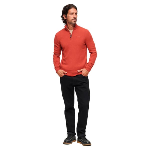 Superdry Essential Embroidered Henley Halv Dragkedja Tröja Orange 2XL Man