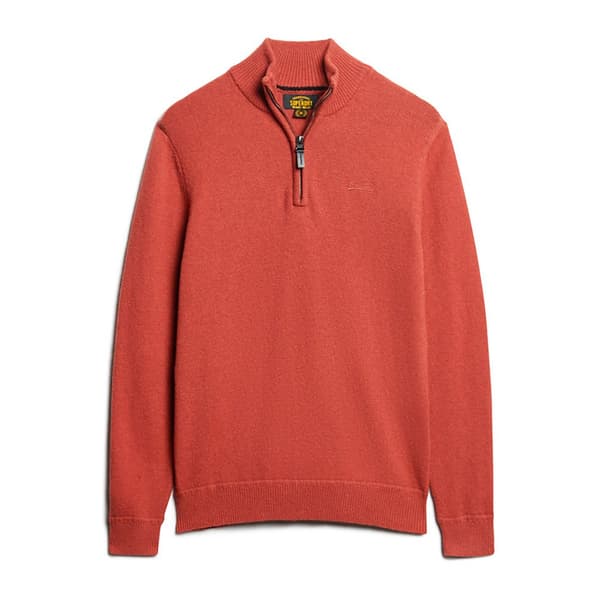 Superdry Essential Embroidered Henley Halv Dragkedja Tröja Orange 2XL Man