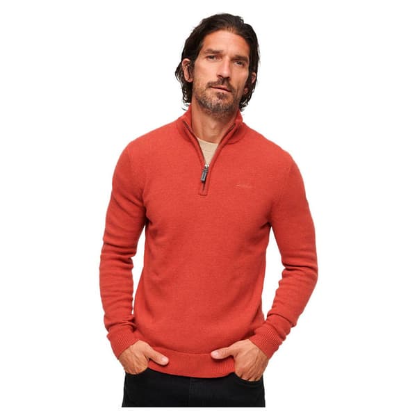 Superdry Essential Embroidered Henley Halv Dragkedja Tröja Orange 2XL Man