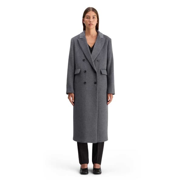 Scotch & Soda Double Breasted Tailored Wool Blend Kappa Grå L Kvinna