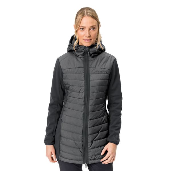 Vaude Skomer Hybrid Parka Fleecejakke Med Hætte Grå 34 Kvinde