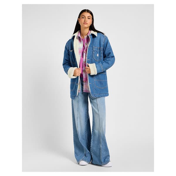Lee Sherpa Lined Chore Jeansjacka Blå XL Kvinna