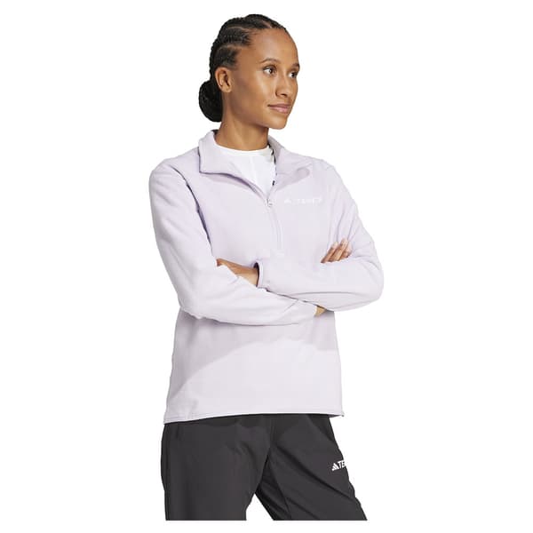 Adidas Multi Essentials Fleece Med Halv Dragkedja Rosa S Kvinna