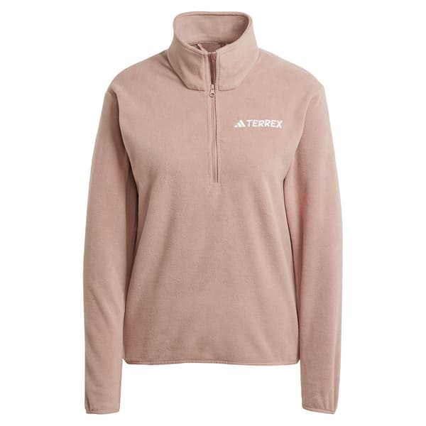 Adidas Multi Essentials Fleecejakke Med Halv Lynlås Beige L Kvinde
