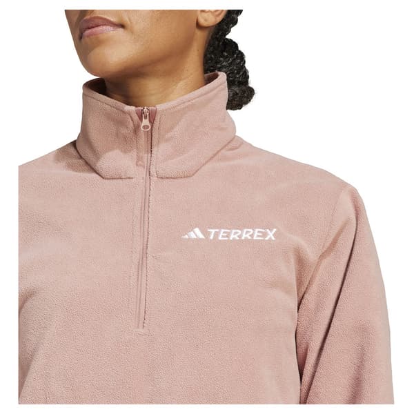 Adidas Multi Essentials Fleecejakke Med Halv Lynlås Beige L Kvinde