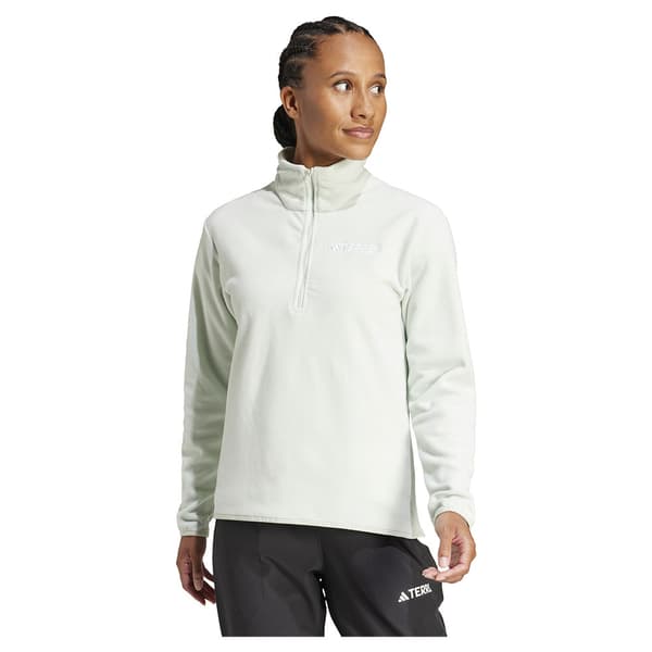 Adidas Multi Essentials Fleece Med Halv Dragkedja Grönt XS Kvinna