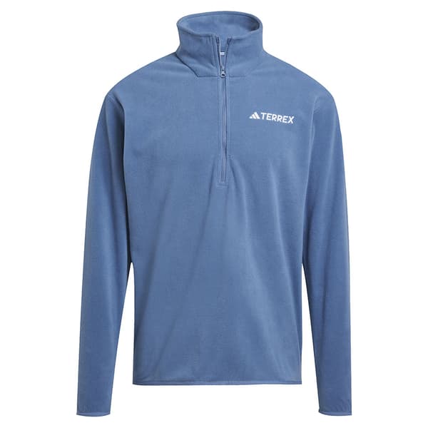 Adidas Multi Essentials Fleecejakke Med Halv Lynlås Blå S Mand