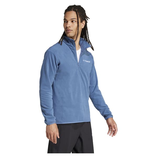 Adidas Multi Essentials Fleecejakke Med Halv Lynlås Blå S Mand