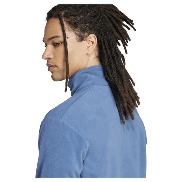 Adidas Multi Essentials Fleecejakke Med Halv Lynlås Blå S Mand