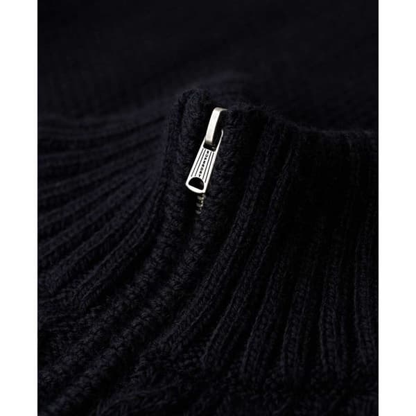 Superdry Jacob Cable Halv Dragkedja Tröja Svart XL Man