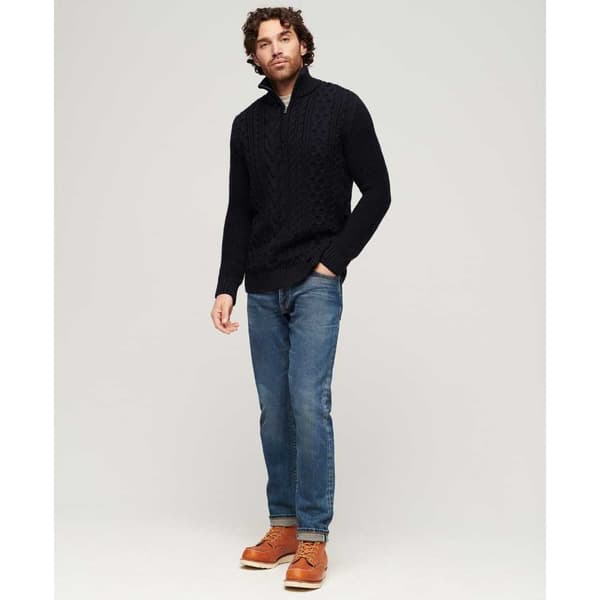 Superdry Jacob Cable Halv Dragkedja Tröja Svart XL Man