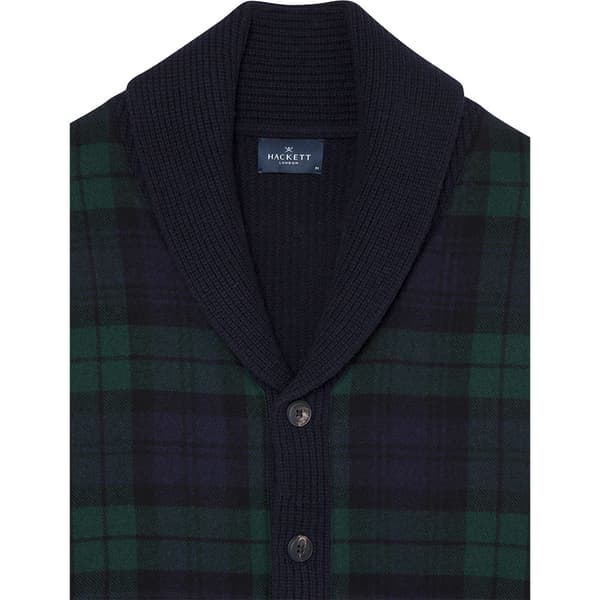 Hackett Plaid Hyb Shawl Cardigan Blå M Mand