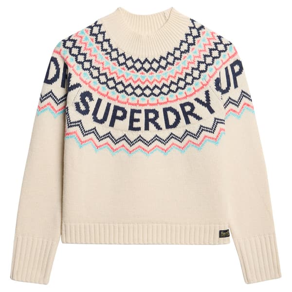 Superdry Fairisle Branded Jumper Trøje Beige S Kvinde