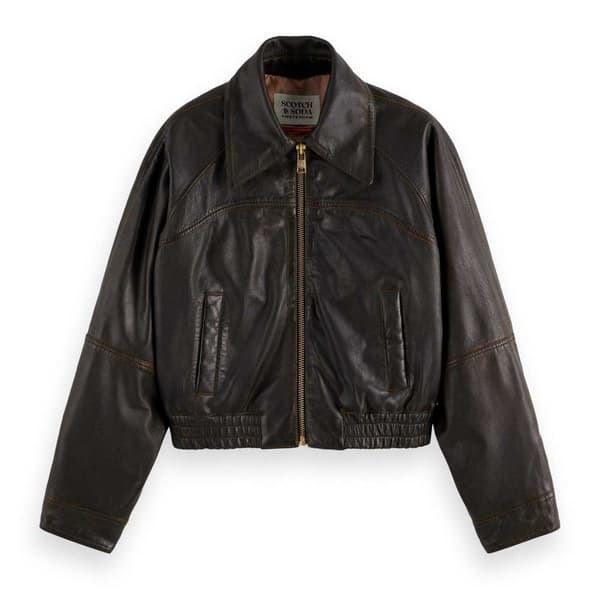 Scotch & Soda 177592 Læderjakke Brun XS Kvinde