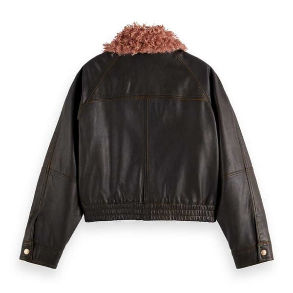 Scotch & Soda 177592 Læderjakke Brun XS Kvinde