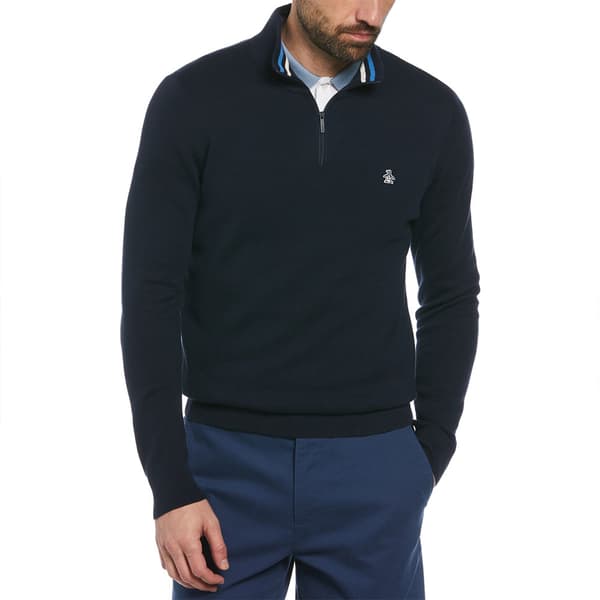 Original Penguin Tipped Halv Lynlås Sweater Blå XL Mand