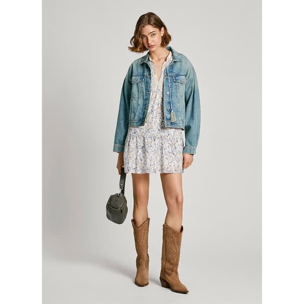 Pepe Jeans Relaxed Denim Jakke Blå XL Kvinde