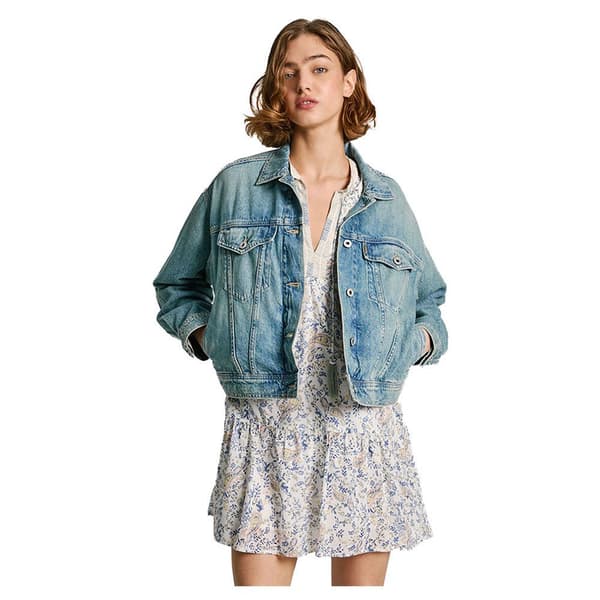 Pepe Jeans Relaxed Denim Jakke Blå XL Kvinde