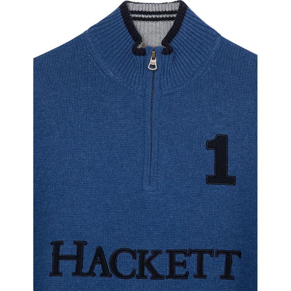 Hackett Hm703226 Halv Lynlås Sweater Blå L Mand