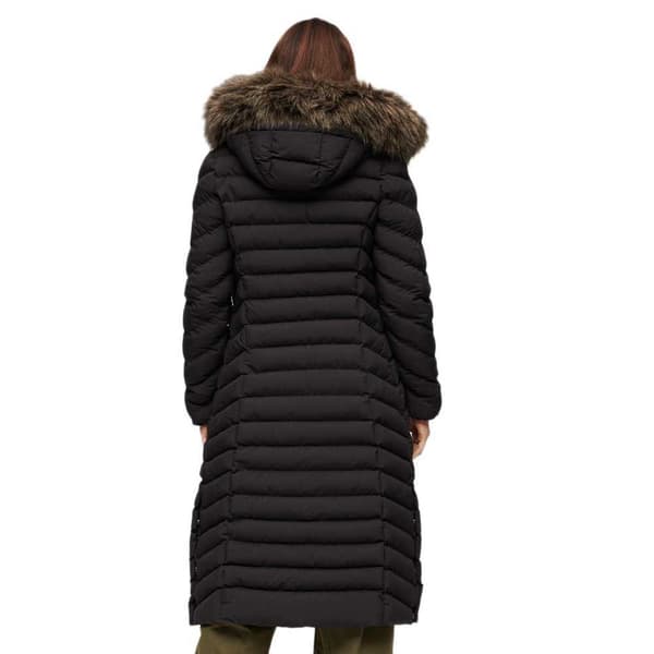 Superdry Fuji Faux Fur Longline Jacka Svart S Kvinna