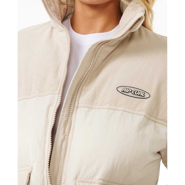Rip Curl High Tide Mixed Cord Puff Pufferjakke Beige L Kvinde
