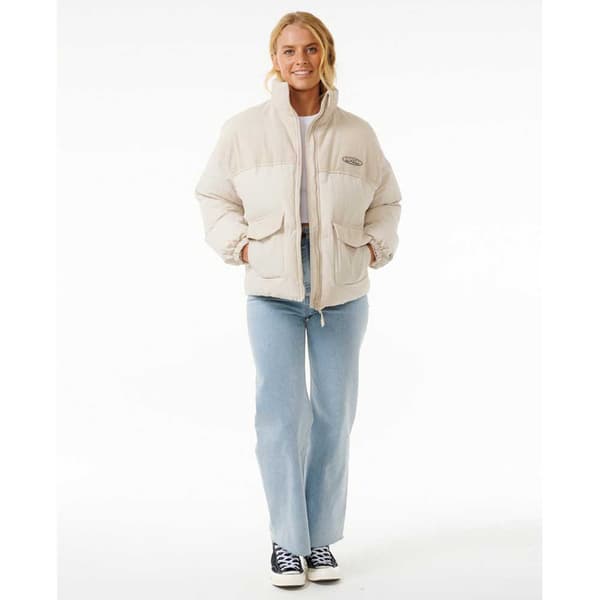 Rip Curl High Tide Mixed Cord Puff Pufferjakke Beige L Kvinde