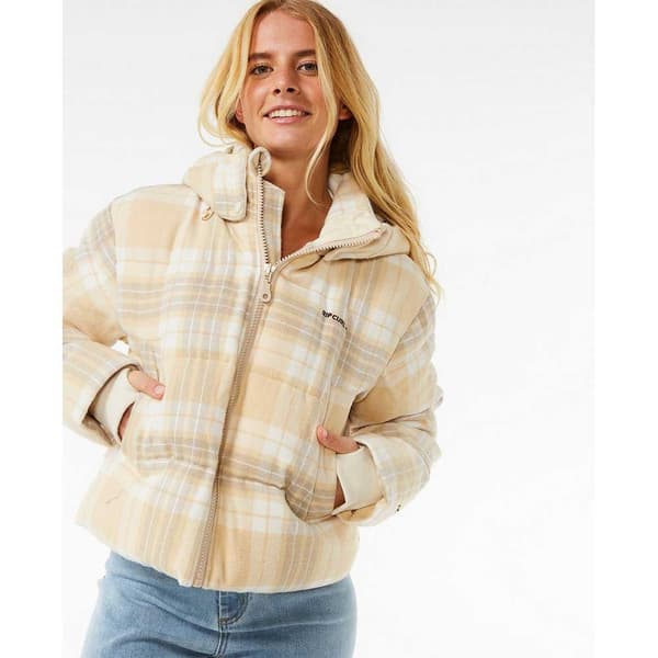 Rip Curl Anti-series Surf Check Puffjacka Beige L Kvinna