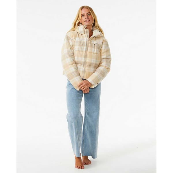 Rip Curl Anti-series Surf Check Puffjacka Beige L Kvinna